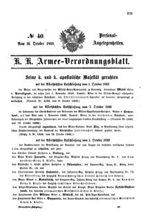 Kaiserlich-königliches Armee-Verordnungsblatt: Personal-Angelegenheiten 18691016 Seite: 1