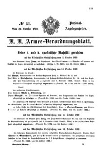 Kaiserlich-königliches Armee-Verordnungsblatt: Personal-Angelegenheiten 18691023 Seite: 1