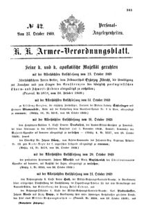 Kaiserlich-königliches Armee-Verordnungsblatt: Personal-Angelegenheiten 18691027 Seite: 1