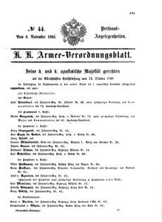 Kaiserlich-königliches Armee-Verordnungsblatt: Personal-Angelegenheiten 18691106 Seite: 1