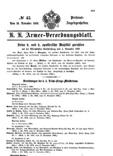 Kaiserlich-königliches Armee-Verordnungsblatt: Personal-Angelegenheiten 18691119 Seite: 1