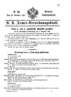 Kaiserlich-königliches Armee-Verordnungsblatt: Personal-Angelegenheiten 18691126 Seite: 1