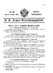 Kaiserlich-königliches Armee-Verordnungsblatt: Personal-Angelegenheiten 18691215 Seite: 1