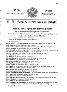 Kaiserlich-königliches Armee-Verordnungsblatt: Personal-Angelegenheiten 18691230 Seite: 1