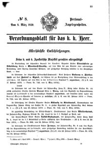 Kaiserlich-königliches Armee-Verordnungsblatt: Personal-Angelegenheiten 18700308 Seite: 1