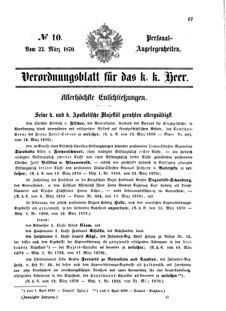 Kaiserlich-königliches Armee-Verordnungsblatt: Personal-Angelegenheiten 18700323 Seite: 1