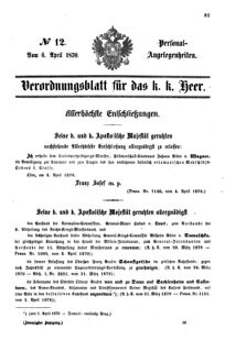 Kaiserlich-königliches Armee-Verordnungsblatt: Personal-Angelegenheiten 18700406 Seite: 1