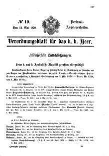 Kaiserlich-königliches Armee-Verordnungsblatt: Personal-Angelegenheiten 18700512 Seite: 1