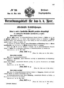 Kaiserlich-königliches Armee-Verordnungsblatt: Personal-Angelegenheiten 18700518 Seite: 1