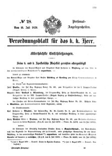 Kaiserlich-königliches Armee-Verordnungsblatt: Personal-Angelegenheiten 18700716 Seite: 1