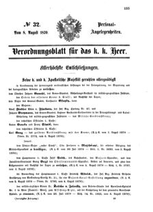 Kaiserlich-königliches Armee-Verordnungsblatt: Personal-Angelegenheiten 18700808 Seite: 1