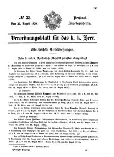 Kaiserlich-königliches Armee-Verordnungsblatt: Personal-Angelegenheiten 18700823 Seite: 1