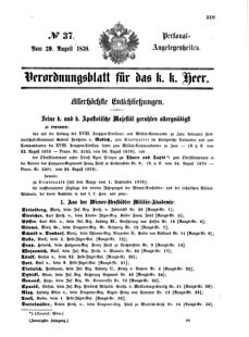 Kaiserlich-königliches Armee-Verordnungsblatt: Personal-Angelegenheiten 18700829 Seite: 1