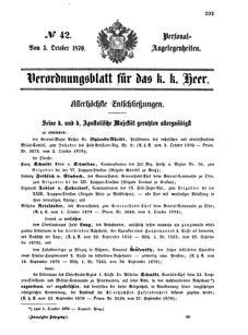 Kaiserlich-königliches Armee-Verordnungsblatt: Personal-Angelegenheiten 18701005 Seite: 1