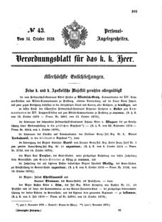 Kaiserlich-königliches Armee-Verordnungsblatt: Personal-Angelegenheiten 18701014 Seite: 1