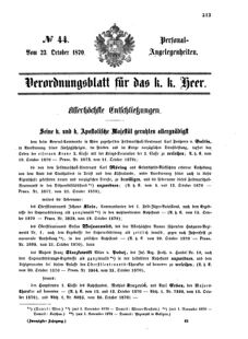 Kaiserlich-königliches Armee-Verordnungsblatt: Personal-Angelegenheiten 18701023 Seite: 1