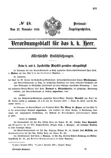 Kaiserlich-königliches Armee-Verordnungsblatt: Personal-Angelegenheiten 18701127 Seite: 1