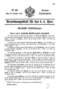 Kaiserlich-königliches Armee-Verordnungsblatt: Personal-Angelegenheiten 18701210 Seite: 1