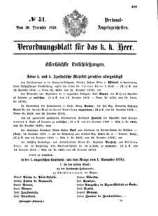 Kaiserlich-königliches Armee-Verordnungsblatt: Personal-Angelegenheiten 18701230 Seite: 1