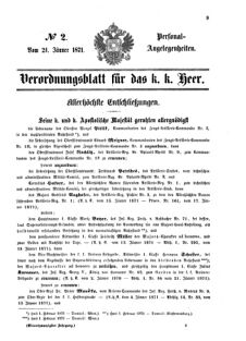 Kaiserlich-königliches Armee-Verordnungsblatt: Personal-Angelegenheiten 18710121 Seite: 1