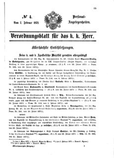 Kaiserlich-königliches Armee-Verordnungsblatt: Personal-Angelegenheiten 18710207 Seite: 1