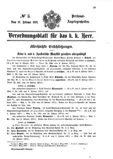 Kaiserlich-königliches Armee-Verordnungsblatt: Personal-Angelegenheiten 18710216 Seite: 1