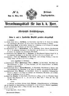 Kaiserlich-königliches Armee-Verordnungsblatt: Personal-Angelegenheiten 18710313 Seite: 1