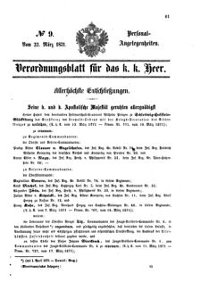 Kaiserlich-königliches Armee-Verordnungsblatt: Personal-Angelegenheiten 18710322 Seite: 1