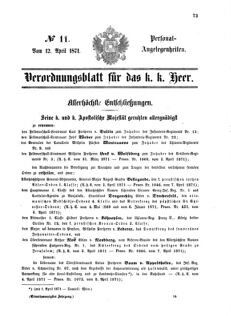 Kaiserlich-königliches Armee-Verordnungsblatt: Personal-Angelegenheiten 18710412 Seite: 1