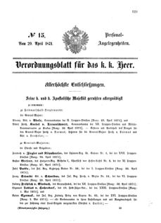 Kaiserlich-königliches Armee-Verordnungsblatt: Personal-Angelegenheiten 18710429 Seite: 1