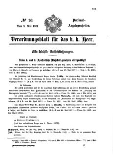 Kaiserlich-königliches Armee-Verordnungsblatt: Personal-Angelegenheiten 18710509 Seite: 1