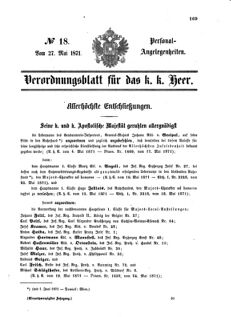 Kaiserlich-königliches Armee-Verordnungsblatt: Personal-Angelegenheiten 18710527 Seite: 1