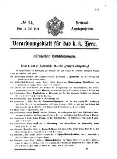 Kaiserlich-königliches Armee-Verordnungsblatt: Personal-Angelegenheiten 18710713 Seite: 1