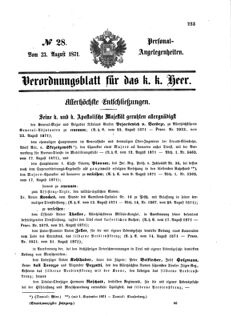 Kaiserlich-königliches Armee-Verordnungsblatt: Personal-Angelegenheiten 18710823 Seite: 1