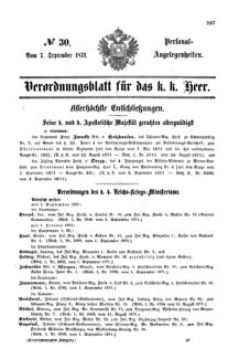 Kaiserlich-königliches Armee-Verordnungsblatt: Personal-Angelegenheiten 18710907 Seite: 1