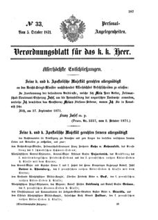 Kaiserlich-königliches Armee-Verordnungsblatt: Personal-Angelegenheiten 18711005 Seite: 1