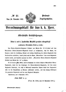 Kaiserlich-königliches Armee-Verordnungsblatt: Personal-Angelegenheiten 18711120 Seite: 1