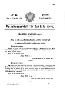 Kaiserlich-königliches Armee-Verordnungsblatt: Personal-Angelegenheiten 18711127 Seite: 1