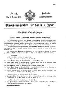 Kaiserlich-königliches Armee-Verordnungsblatt: Personal-Angelegenheiten 18711208 Seite: 1