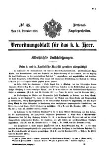 Kaiserlich-königliches Armee-Verordnungsblatt: Personal-Angelegenheiten 18711231 Seite: 1