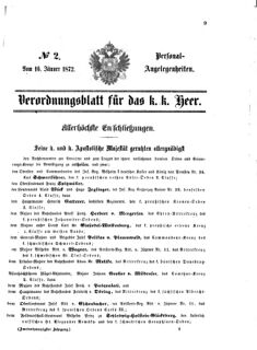 Kaiserlich-königliches Armee-Verordnungsblatt: Personal-Angelegenheiten 18720116 Seite: 1