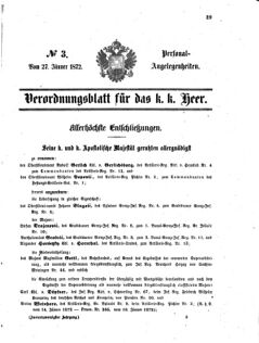 Kaiserlich-königliches Armee-Verordnungsblatt: Personal-Angelegenheiten 18720127 Seite: 1