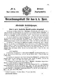 Kaiserlich-königliches Armee-Verordnungsblatt: Personal-Angelegenheiten 18720209 Seite: 1