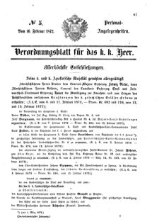 Kaiserlich-königliches Armee-Verordnungsblatt: Personal-Angelegenheiten 18720216 Seite: 1