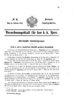 Kaiserlich-königliches Armee-Verordnungsblatt: Personal-Angelegenheiten 18720221 Seite: 1