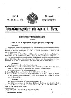 Kaiserlich-königliches Armee-Verordnungsblatt: Personal-Angelegenheiten 18720226 Seite: 1