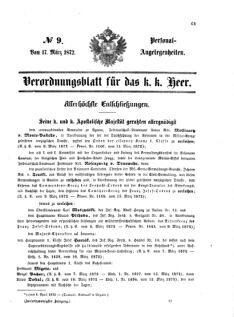 Kaiserlich-königliches Armee-Verordnungsblatt: Personal-Angelegenheiten 18720317 Seite: 1