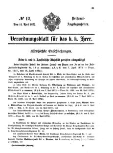 Kaiserlich-königliches Armee-Verordnungsblatt: Personal-Angelegenheiten 18720414 Seite: 1