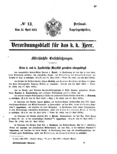 Kaiserlich-königliches Armee-Verordnungsblatt: Personal-Angelegenheiten 18720423 Seite: 1