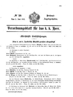 Kaiserlich-königliches Armee-Verordnungsblatt: Personal-Angelegenheiten 18720605 Seite: 1